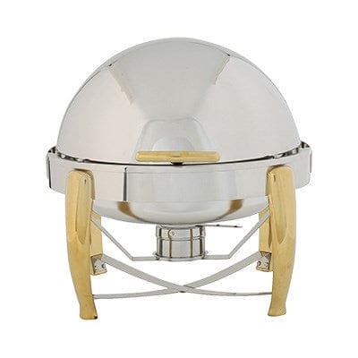 Winco Chafers & Buffetware Set Winco 103A Virtuoso Round Full Size Stainless Steel Chafer with Gold Accents 6 Quart | Denson CFE