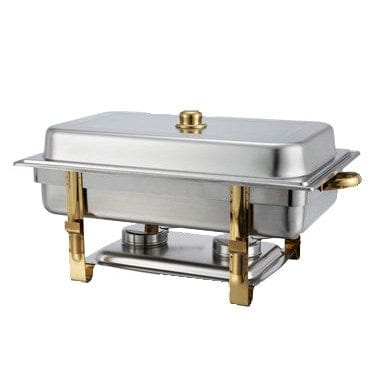 Winco Chafers & Buffetware Set Winco 201 Malibu Gold Accent Eight Quart Full Size Chafer | Denson CFE