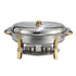 Winco Chafers & Buffetware Set Winco 202 Malibu 6 Qt. Stainless Steel Oval Chafer with Gold Accents