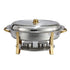Winco Chafers & Buffetware Set Winco 202 Malibu Oval Chafer 6 Quart Stainless Steel with Gold Accents | Denson CFE