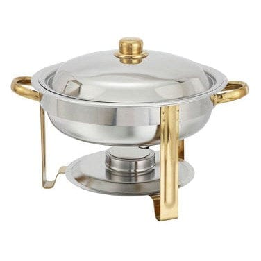 Winco Chafers & Buffetware Set Winco 203 Malibu Round Chafer with Gold Accents 4 Quarts | Denson CFE