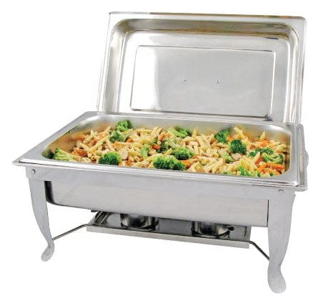 Winco Chafers & Buffetware Set Winco C-1080 Bellaire 8 Quart Full Size Chafer with Folding Frame and Polished Cover | Denson CFE