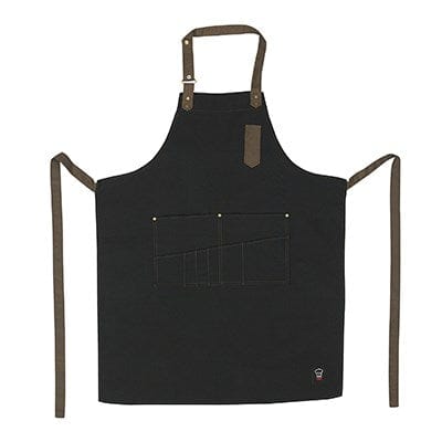 Winco Clothing & Textiles Each / Black Winco BA-3327K SignatureChef Black Bib Apron with Pockets and Adjustable Neck Strap | Denson CFE