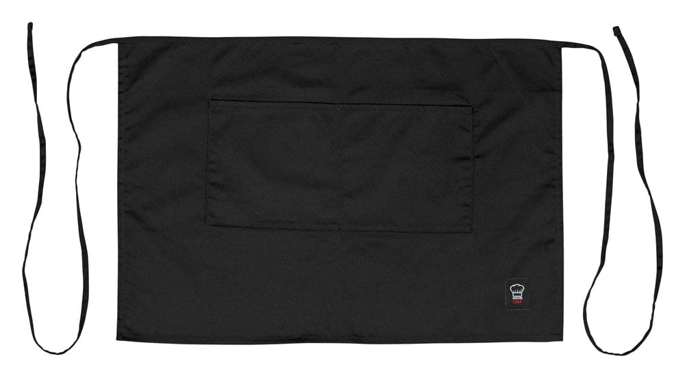 Winco Clothing & Textiles Each / Black Winco WA-2819K SignatureChef Black Half Size Bistro Apron with Pockets | Denson CFE