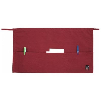 Winco Clothing & Textiles Each / Red Signature Chef WA-1221 Burgundy Waist Apron with Three Pockets and Wrinkle-Resistant Fabric | Denson CFE