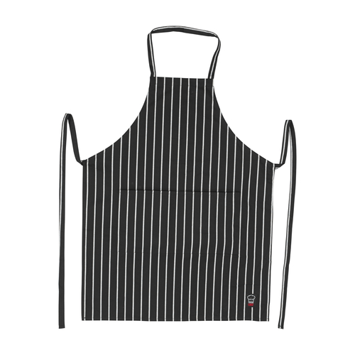 Winco Clothing & Textiles Each Winco BA3427CS Chalk Stripe Black Full Length Bib Apron with Dual Pockets | Denson CFE