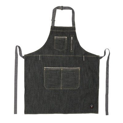 Winco Clothing & Textiles Each Winco BADN-3430 SignatureChef Denim Bib Apron with Pockets and Zipper Pouch Adjustable Neck Straps | Denson CFE