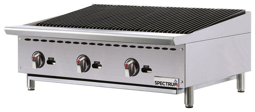 Winco Commercial Grills Set Winco NGCB-36R Stainless Steel 36" Spectrum Countertop Gas Charbroiler - 105,000 BTU