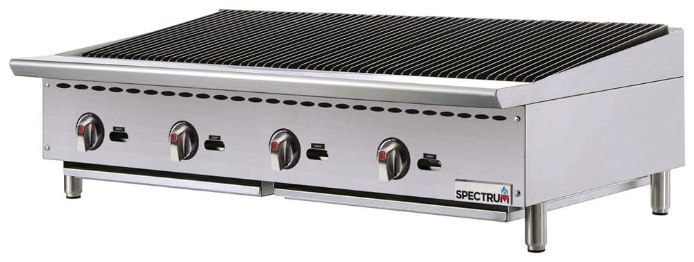 Winco Commercial Grills Set Winco NGCB-48R Stainless Steel 48 Inch Spectrum Countertop Gas Charbroiler 140000 BTU | Denson CFE