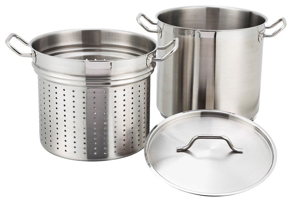 Winco Cooking Equipment Set Winco SSDB-16S 16 Quart Stainless Steel Steamer and Pasta Cooker Induction Ready | Denson CFE