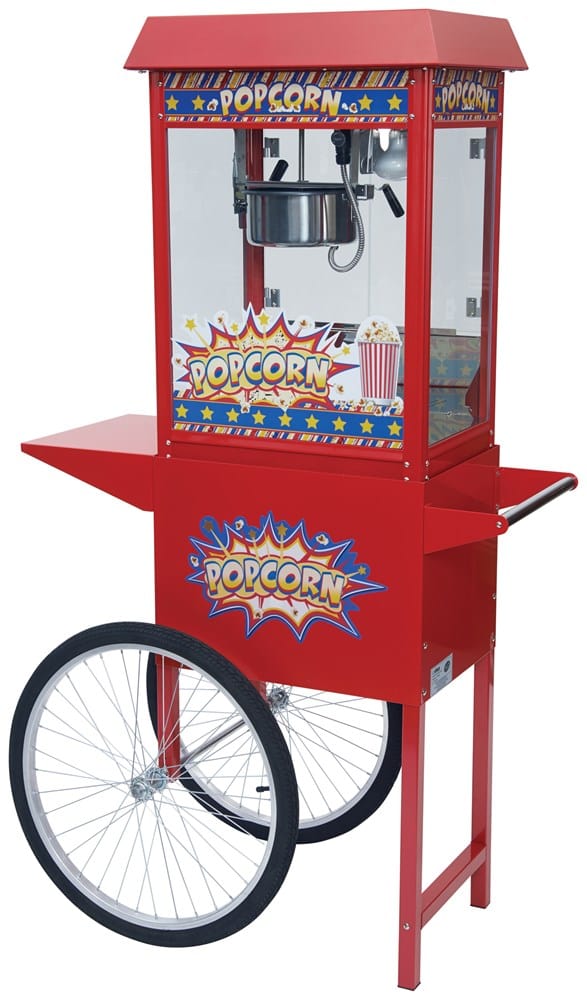Winco Countertop Equipment Set Winco POP-8RC Popcorn Cart for POP-8R, 36 7/8" W x 17 1/4"D x 32 1/2"H, 22" Spoked Wheels