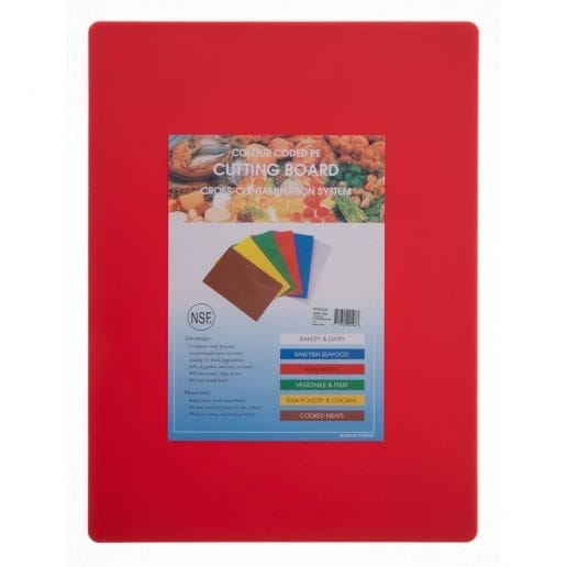 Winco Cutting Boards Each / Red Winco CBRD-1520 15 by 20 Red Polypropylene Plastic Cutting Board for Safe Food Preparation | Denson CFE