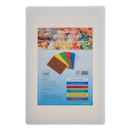 Winco Cutting Boards Each Winco CBXH1218 White Plastic Cutting Board 12 Inches by 18 Inches | Denson CFE