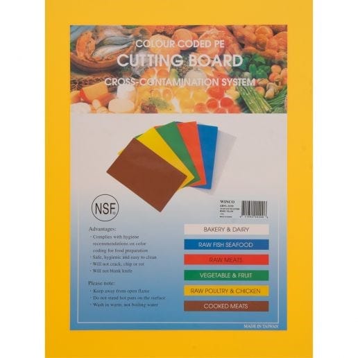 Winco Cutting Boards Each / Yellow Winco CBYL-1218 Yellow Plastic Cutting Board 12 x 18 x 1/2 Inch | Denson CFE