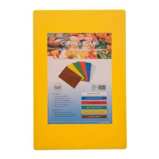 Winco Cutting Boards Each / Yellow Winco CBYL-1218 Yellow Plastic Cutting Board 12 x 18 x 1/2 Inch | Denson CFE
