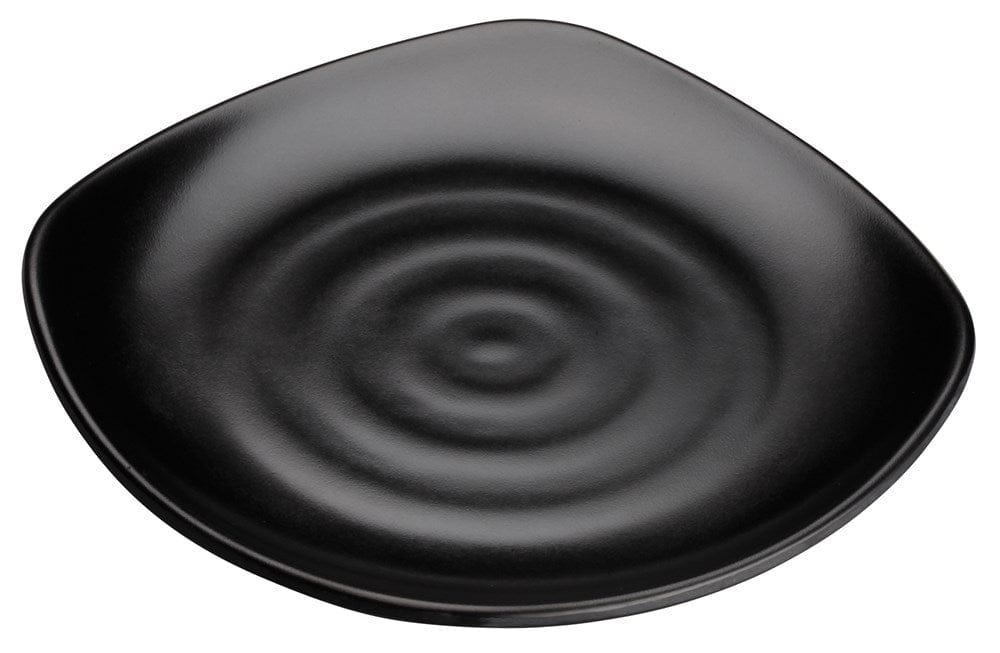 Winco Dinnerware Case / Melamine / Black Winco WDM013-303 Ardesia Rika Black Melamine Square Plate 10-3/4 inches Pack of 24 | Denson CFE