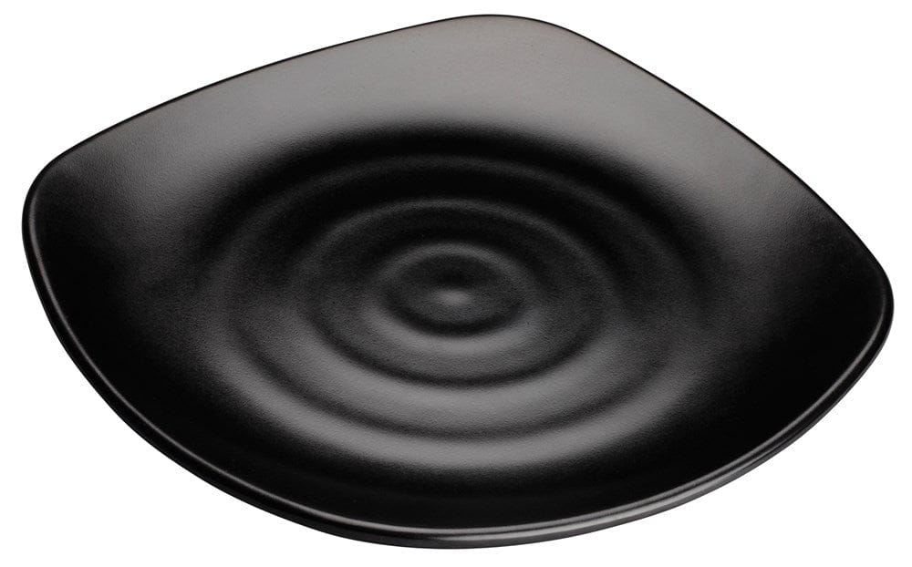 Winco Dinnerware Case / Melamine / Black Winco WDM013-305 Ardesia Rika 12-3/4 Inch Melamine Square Plate in Black Set of 12 | Denson CFE