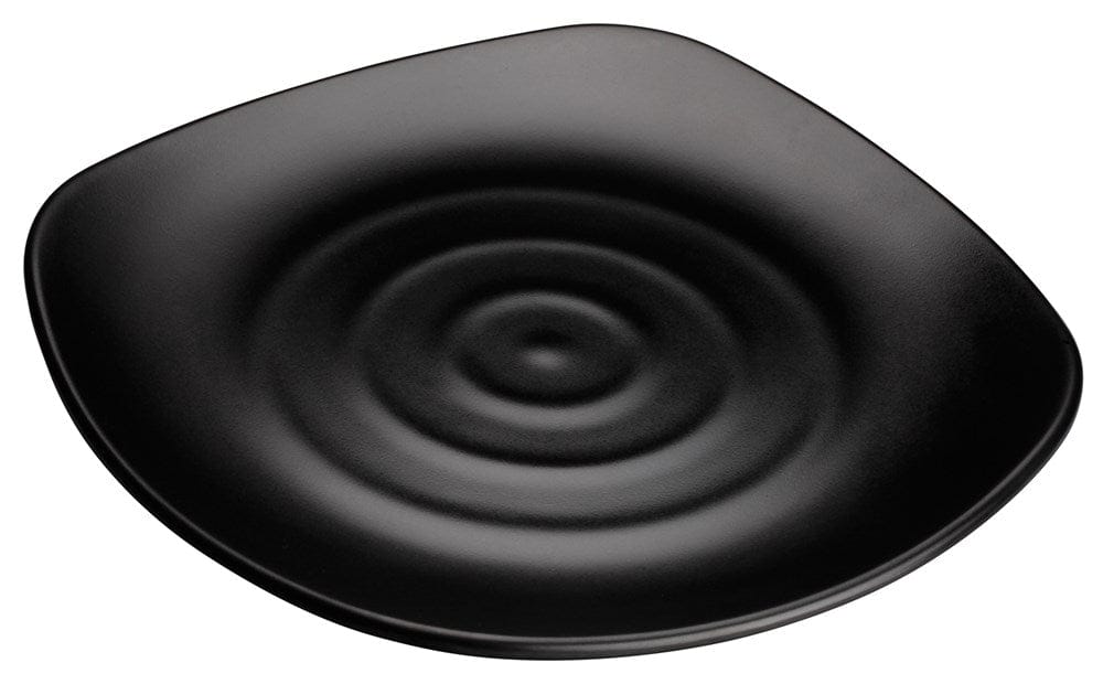 Winco Dinnerware Case / Melamine / Black Winco WDM013-306 Ardesia Rika 13-3/4 Inch Black Melamine Square Plate Set of 12 | Denson CFE