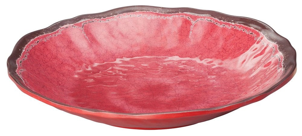 Winco Dinnerware Case / Melamine / Red Winco WDM001505 Ardesia Luzia 9.625 Inch Diameter Red Melamine Hammered Deep Plate | Denson CFE