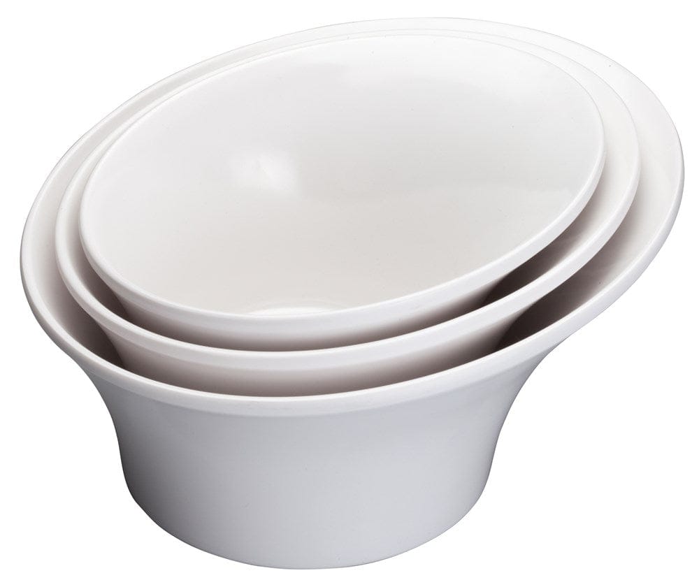 Winco Dinnerware Case / Melamine / White Winco WDM004-202 Priscila Melamine Angle Bowl 7-1/4 Inch White Break-Resistant Dishwasher Safe | Denson CFE