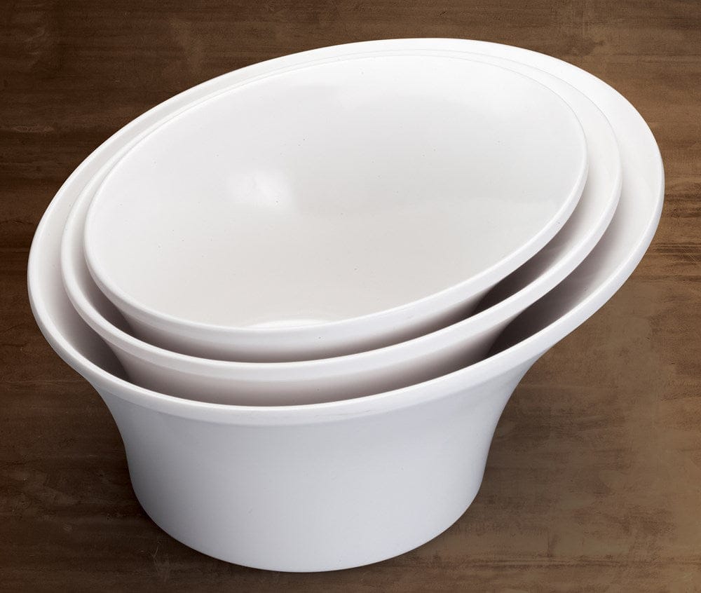 Winco Dinnerware Case / Melamine / White Winco WDM004-203 Priscila Melamine Angle Bowl 8.5 Inch White Set of 24 | Denson CFE