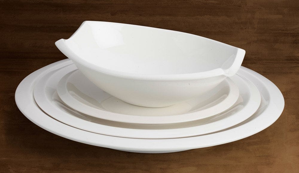 Winco Dinnerware Case / Porcelain / White Winco WDP006-206 Bergomi 13 Inch Creamy White Oval Porcelain Bowl | Denson CFE