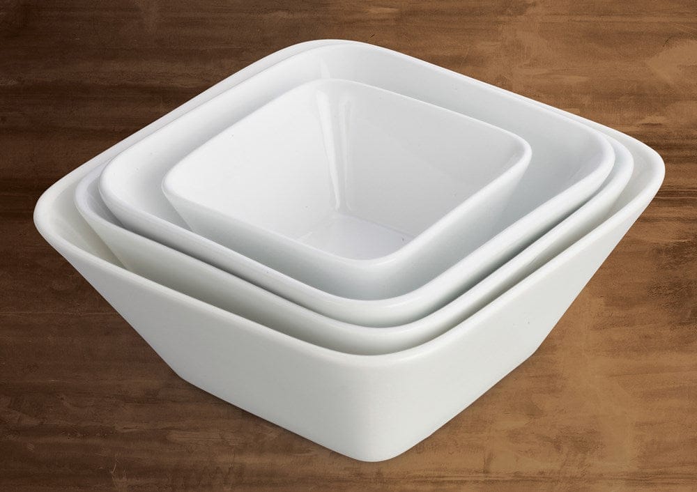 Winco Dinnerware Case / Porcelain / White Winco WDP008-102 Ardesia Laurets Bright White Porcelain Square Bowl 20 oz 6-1/4 inch | Denson CFE