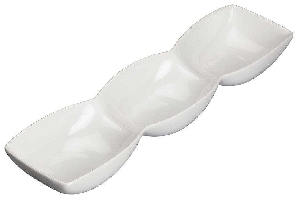 Winco Dinnerware Case / Porcelain / White Winco WDP017-101 Porcelain Trio Bowl 14.25 Inch 3-Compartment Durable White | Denson CFE