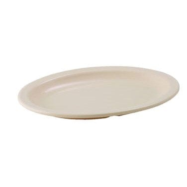 Winco Dinnerware Dozen / Melamine / Tan Winco MMPO96 Tan Melamine Oval Platter 9.75 x 6.75 Inches Narrow Rim Heat Resistant Dishwasher Safe | Denson CFE
