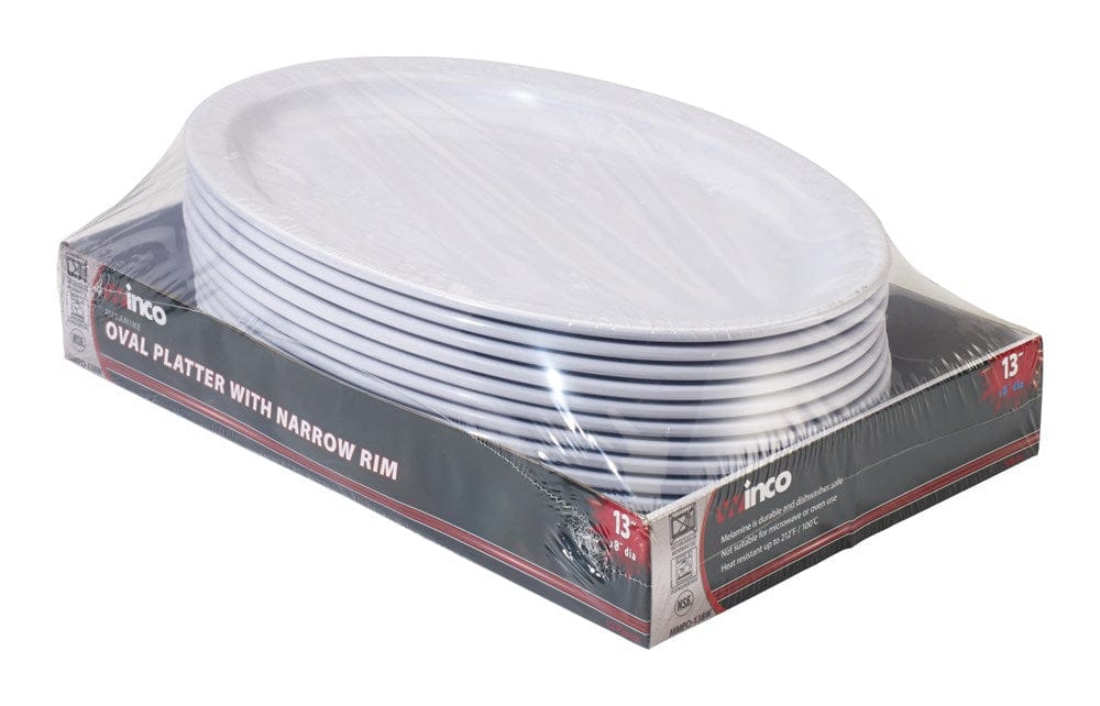 Winco Dinnerware Dozen / Melamine / White Winco MMPO-138W 13 x 8.5 Inch Melamine Oval Platter Heat Resistant White | Denson CFE