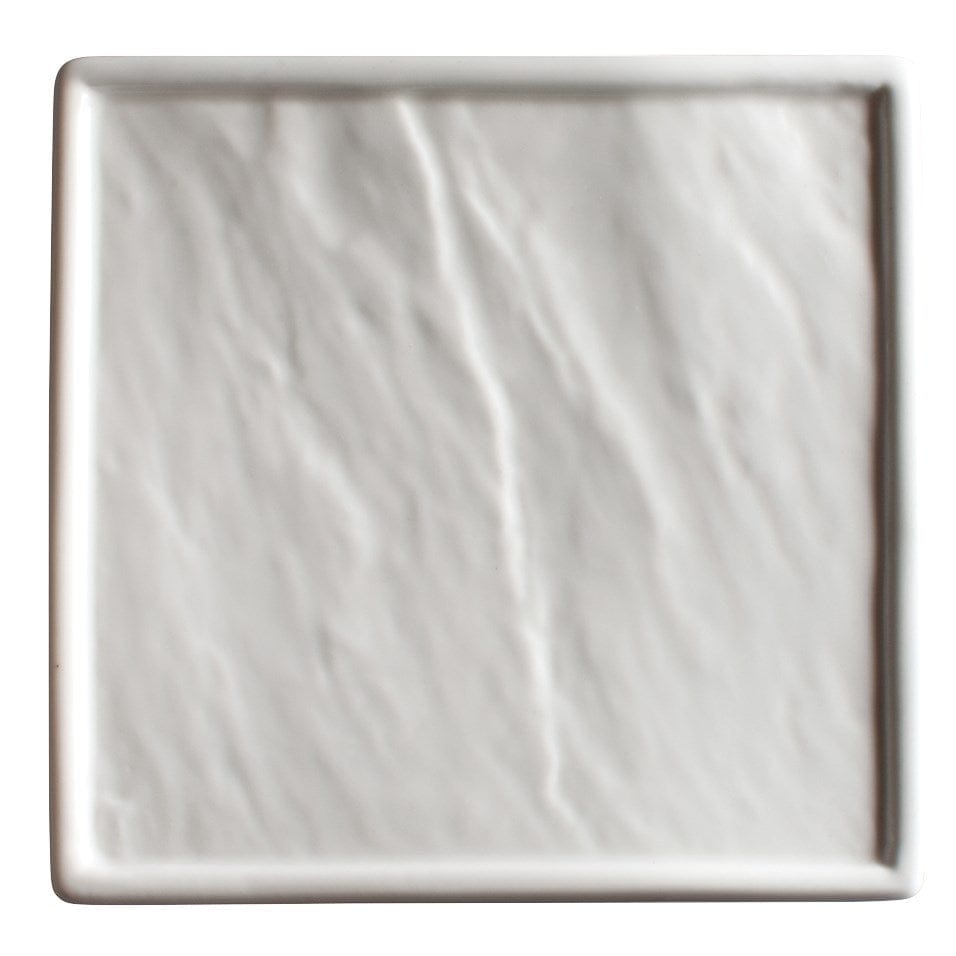 Winco Dinnerware Pack / Porcelain / White Winco WDP001-206 Creamy White Square Narrow Rim Porcelain Platter 8.5 inches Marble Effect | Denson CFE