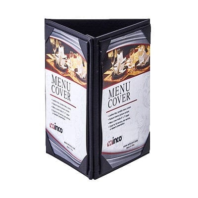 Winco Essentials Each / Black Winco LMTT-57BK Black Triple Panel Menu Cover for 5 x 7 Inch Inserts | Denson CFE