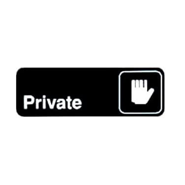 Winco Essentials Each / Black Winco SGN-304 Information Sign Private 3 x 9 Black | Denson CFE