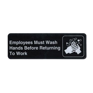 Winco Essentials Each / Black Winco SGN-322 Employee Wash Hands Information Sign 3 x 9 Black | Denson CFE