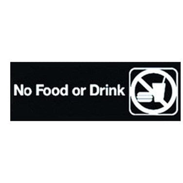 Winco Essentials Each / Black Winco SGN-333 Information Sign No Food or Drink 3 inches x 9 inches Black | Denson CFE