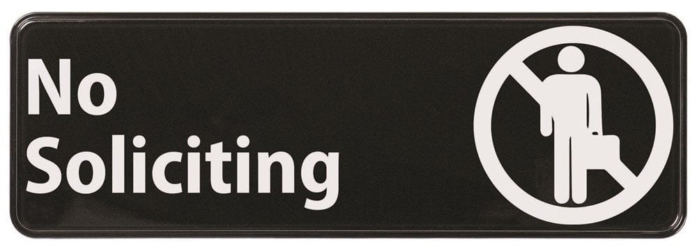 Winco Essentials Each / Black Winco SGN-336 No Soliciting Information Sign 3 x 9 Black | Denson CFE