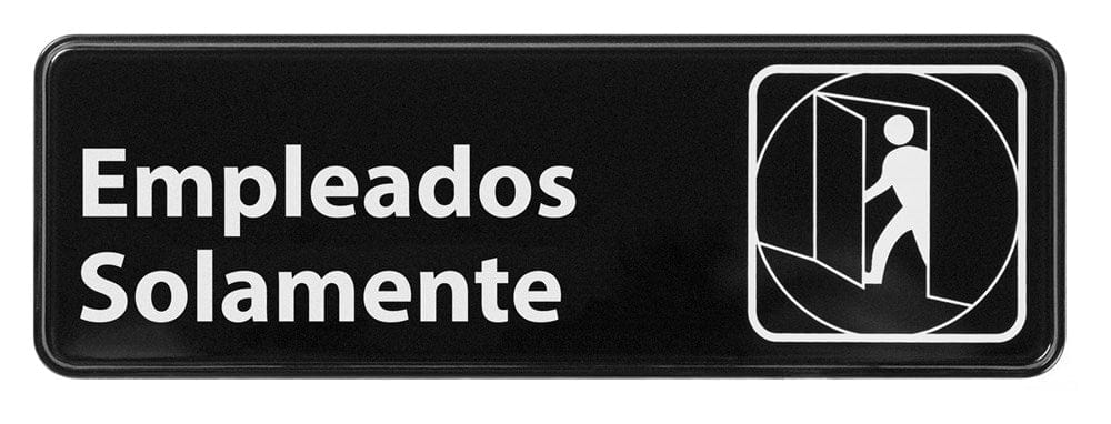 Winco Essentials Each / Black Winco SGN-361 Employees Only Information Sign in Spanish 3 x 9 Black | Denson CFE