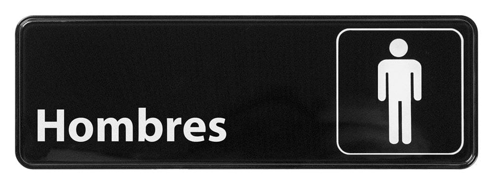 Winco Essentials Each / Black Winco SGN-368 Information Sign Spanish Men Symbol 3 x 9 Black | Denson CFE