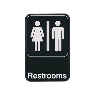 Winco Essentials Each / Black Winco SGN-603 Information Sign Restrooms 6 inch x 9 inch Black | Denson CFE