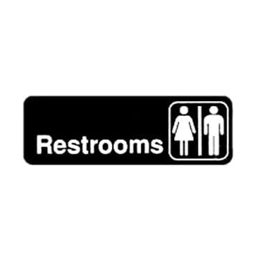 Winco Essentials Each / Black Winco SGN313 Information Sign Restrooms 3 x 9 Inch Black | Denson CFE