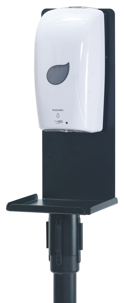Winco Essentials Each / Black Winco SMSD-16K Stanchion Mount Universal Sanitizer and Soap Dispenser Black | Denson CFE