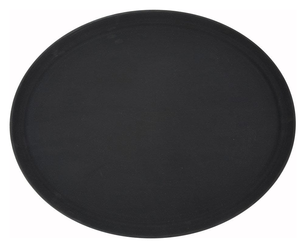 Winco Essentials Each / Black Winco TFG-2622K Premium Fiberglass Oval Tray 26 x 22 Inch Non-slip Black | Denson CFE