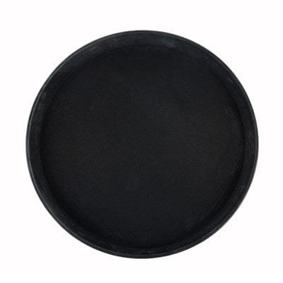 Winco Essentials Each / Black Winco TRH-14K 14 Inch Easy Hold Rubber Lined Round Tray Black | Denson CFE