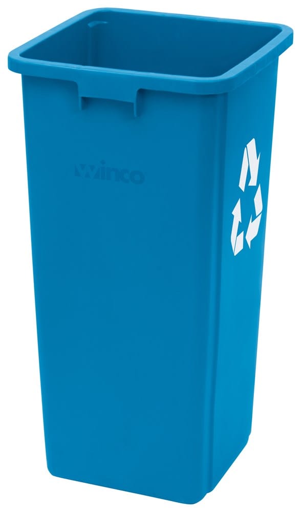 Winco Essentials Each / Blue Winco PTCS-23L 23 Gallon Square Tall Trash Can, 15-5/8" Square x 30-3/4"H, Blue, RECYCLE