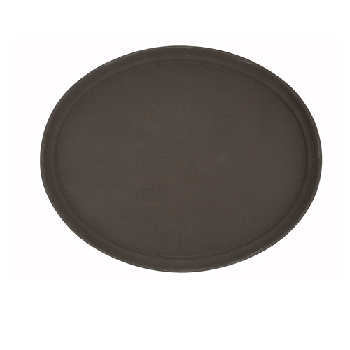 Winco Essentials Each / Brown Winco TFG-2622N Premium Fiberglass Oval Tray 26 x 22 Non-slip Brown | Denson CFE