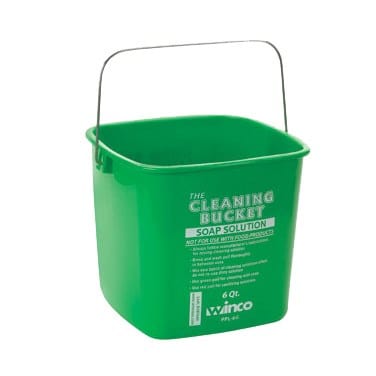 Winco Essentials Each / Green Winco PPL-6G Green Square 6 Qt. Cleaning Bucket with Handle for Soap