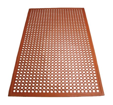 Winco Essentials Each / Red Winco RBM-35R Red Rubber Drainage Floor Mat 3 Feet x 5 Feet | Denson CFE