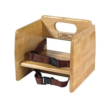 Winco Essentials Each Winco CHB-701 Natural Wooden Stacking Booster Chair with Dual Straps for Safe Dining | Denson CFE