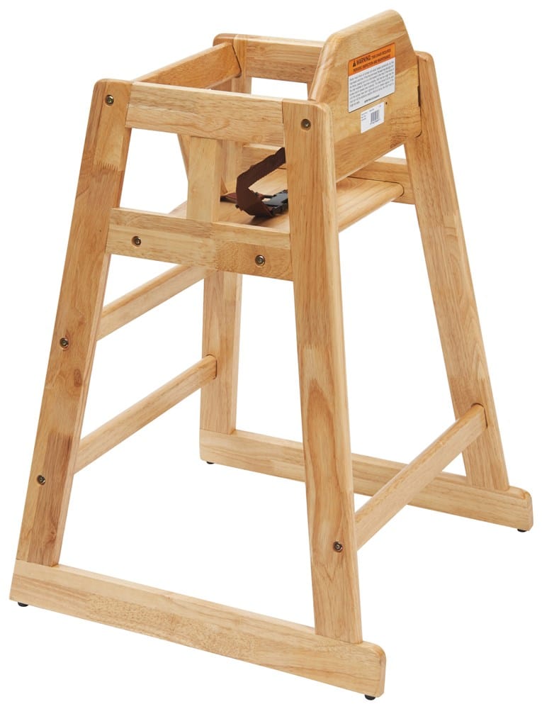 Winco Essentials Each Winco CHH-101A Natural Wood High Chair Assembly Ready Stackable Design | Denson CFE