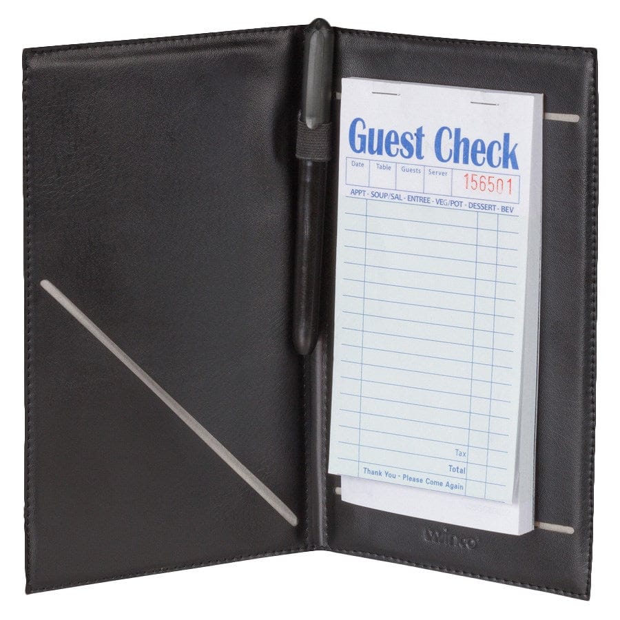 Winco Essentials Each Winco CHK-2K Check Holder with Elastic Pen Loop 5-1/4 x 8-1/2 Black | Denson CFE